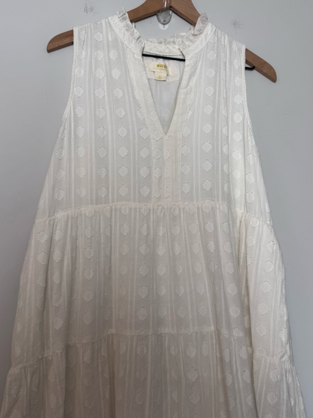 Maeve Anthropologie white cotton gauzy sleeveless midi dress bohemian flowy MP - Picture 5 of 14